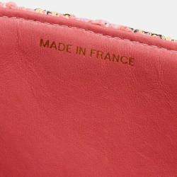 Pre Owned Chanel Pink Tweed Top Handle Handbag