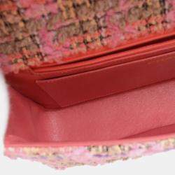 Pre Owned Chanel Pink Tweed Top Handle Handbag