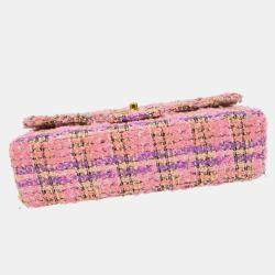 Pre Owned Chanel Pink Tweed Top Handle Handbag