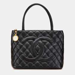 Pre Owned Chanel Black Caviar Medallion Tote