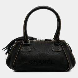 Chanel Black Medium Pebbled Calfskin LAX Tassel Handbag