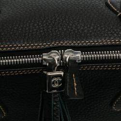 Chanel Black Medium Pebbled Calfskin LAX Tassel Handbag