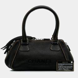 Chanel Black Medium Pebbled Calfskin LAX Tassel Handbag