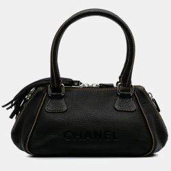 Chanel Black Medium Pebbled Calfskin LAX Tassel Handbag