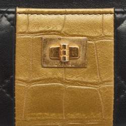 Chanel Black/Gold Crocodile Embossed and Leather Reissue 2.55 Card Holder 