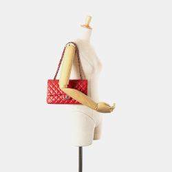 Pre Owned Chanel Red Medium Classic Caviar Double Flap