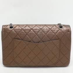 Chanel Metallic Brown Quilted Aged Leather Reissue 2.55 Classic 227 Flap Bag