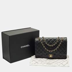 Chanel Black Quilted Caviar Leather Maxi Classic Double Flap Bag