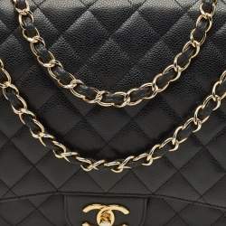 Chanel Black Quilted Caviar Leather Maxi Classic Double Flap Bag