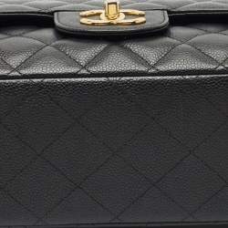 Chanel Black Quilted Caviar Leather Maxi Classic Double Flap Bag