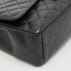 Chanel Black Quilted Caviar Leather Maxi Classic Double Flap Bag