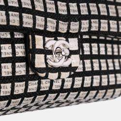 Chanel Black/White Medium Classic Ribbon Tweed Double Flap