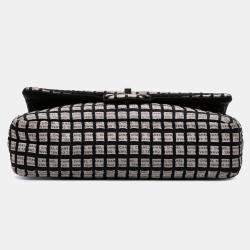 Chanel Black/White Medium Classic Ribbon Tweed Double Flap
