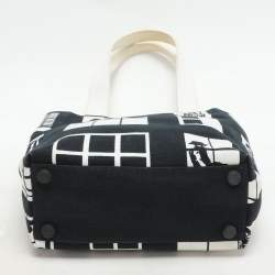 Chanel Navy Blue/White Canvas Coco Window Tote