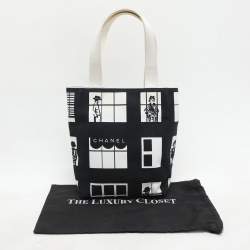 Chanel Navy Blue/White Canvas Coco Window Tote