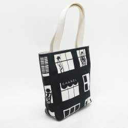 Chanel Navy Blue/White Canvas Coco Window Tote