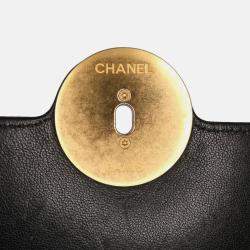 Pre Owned Chanel Black/Pink Quilted Calfskin CC Chain Logo Crossbody