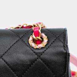 Pre Owned Chanel Black/Pink Quilted Calfskin CC Chain Logo Crossbody