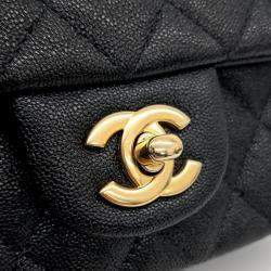 Chanel Black Leather Caviar Top Handle New Mini Crossbody Bag