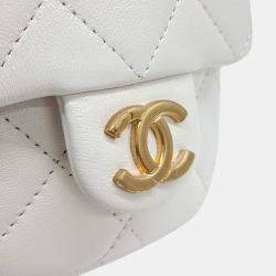 Chanel White Leather lambskin backpack