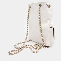 Chanel White Leather lambskin backpack