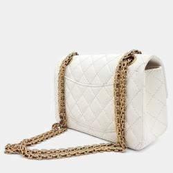 Chanel White Leather Vintage 2.55 New Mini 20