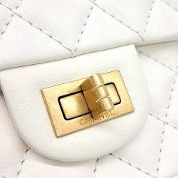 Chanel White Leather Vintage 2.55 New Mini 20