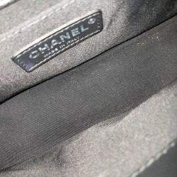 Chanel Black Leather Caviar Chevron Boy Bag Medium