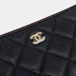Chanel Black Leather Caviar Mini Pouch