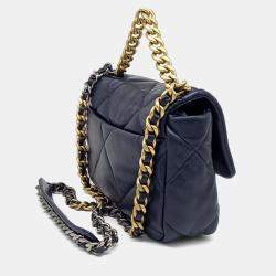 Chanel Navy Blue Leather 19 Small Flap Bag 