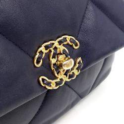 Chanel Navy Blue Leather 19 Small Flap Bag 