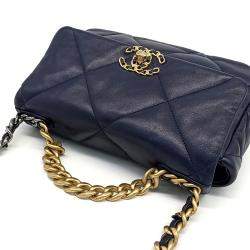 Chanel Navy Blue Leather 19 Small Flap Bag 