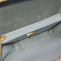Pre Owned Chanel Blue Leather Cosmetic Top Handle Crossbody Bag