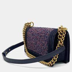 Chanel Multicolor Denim Tweed and Leather medium Boy Bag 