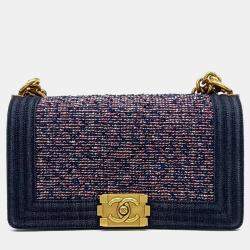 Chanel Multicolor Denim Tweed and Leather medium Boy Bag 