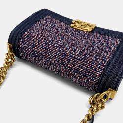 Chanel Multicolor Denim Tweed and Leather medium Boy Bag 