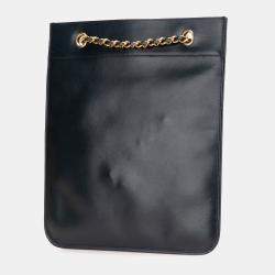 Chanel Navy Blue CC Lambskin Flat Chain Tote