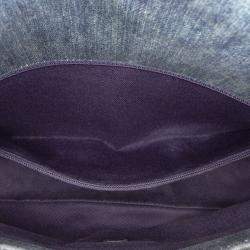 Pre Owned Chanel Blue Large Embroidered Denim Camellia Flap