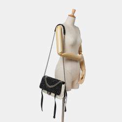 Chanel Black White Bicolor Tweed and Nylon Astronaut Essentials Flap