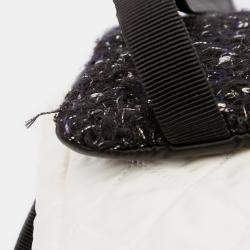 Chanel Black White Bicolor Tweed and Nylon Astronaut Essentials Flap