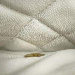 Chanel White Caviar School Memory Mini Top Handle Flap