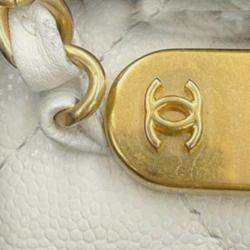 Chanel White Caviar School Memory Mini Top Handle Flap