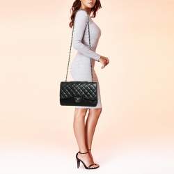 Chanel Black Quilted Caviar Leather Jumbo Classic Single Flap Bag