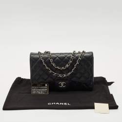 Chanel Black Quilted Caviar Leather Jumbo Classic Single Flap Bag