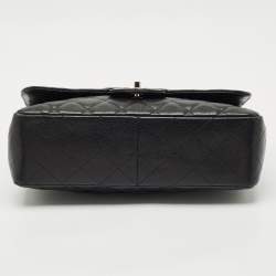 Chanel Black Quilted Caviar Leather Jumbo Classic Single Flap Bag