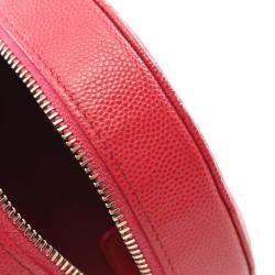 Chanel Red Quilted Caviar Round Clutch With Chain