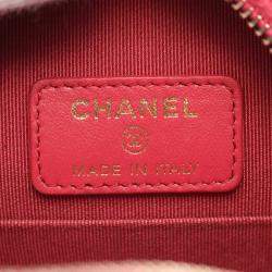 Chanel Red Quilted Caviar Round Clutch With Chain