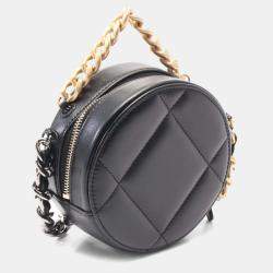 Chanel Black Lambskin 19 Round Clutch with Chain