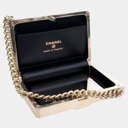 Chanel Black Patent Calfskin Boy Clutch with Chain