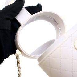 Chanel White Mini Quilted Lambskin CC Allure Vanity Case
